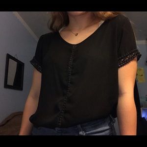 Cute black embroidered blouse